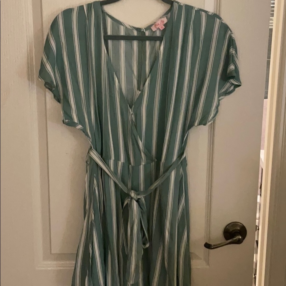 Blue and White Striped Romper/Dress